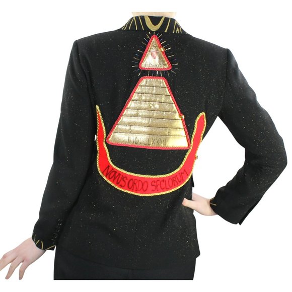 Desperately Seeking 80s Pyramid Style Size 0/Small* Black Glitter Susan Jacket - Picture 6 of 9